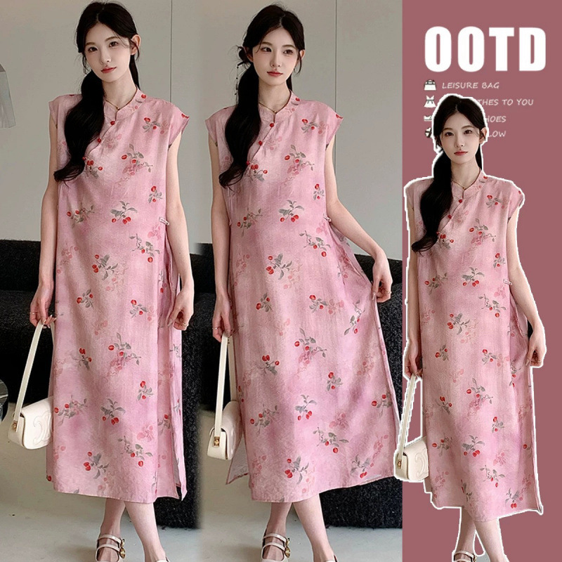Maternity Wear Summer Dress 2026 New Style New Chinese Style National Style Cheongsam Fashionable Maternity Long Dress