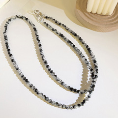 High-end gradient black and gray smudge-dyed cross-chain long chain hanging neck universal mobile phone case mobile phone lanyard backpack cross-chain for women