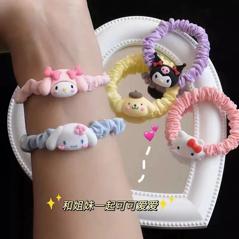 Мультяшная детская кишка с волосами новый кожаный ремешок Sanrio кольцо для волос веревка для волос маленькая девочка мультфильм аксессуары для волос