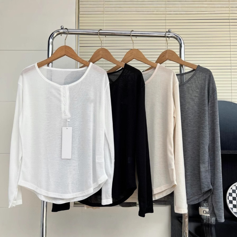 bh5798 夏レディース韓国版軽量リヨセルテンセル a1o 長袖 Tシャツ微透け日焼け止めカバーアップ|undefined
