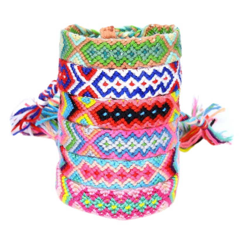 La Venta caliente europea y americana tejida pulsera Nepal estilo étnico tejido a mano Arco Iris Lucky amistad pulsera