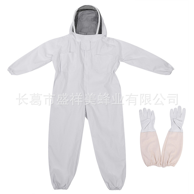 Apicultura herramienta abeja engrosada traje espacial blanco traje de abeja dividida de una pieza traje espacial blanco con traje de guantes de piel de oveja