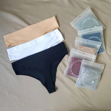 T-back舒适纯棉丁字裤女日常穿外贸弹力透气纯色中腰运动内裤性感