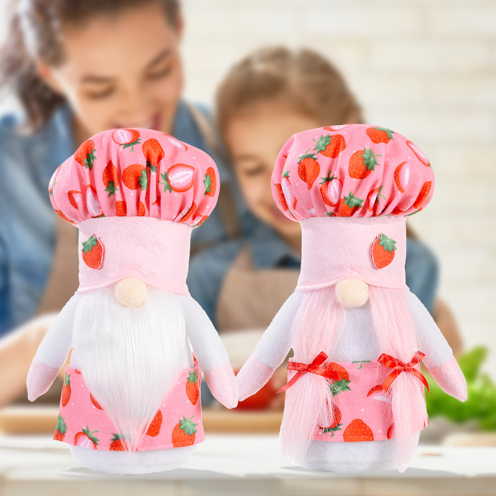 Día DE LA MADRE transfronteriza nueva fresa chef sombrero Rudolf decoración muñeca decoración de la ventana del hogar Decoración de vacaciones