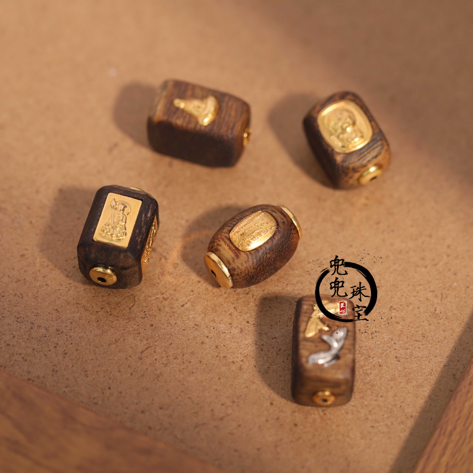 S925 Silver Chess Nut Agarwood Inlay Collection of Buddha Beads and Spacer Beads for DIY Crafts and Jewelry Accessories