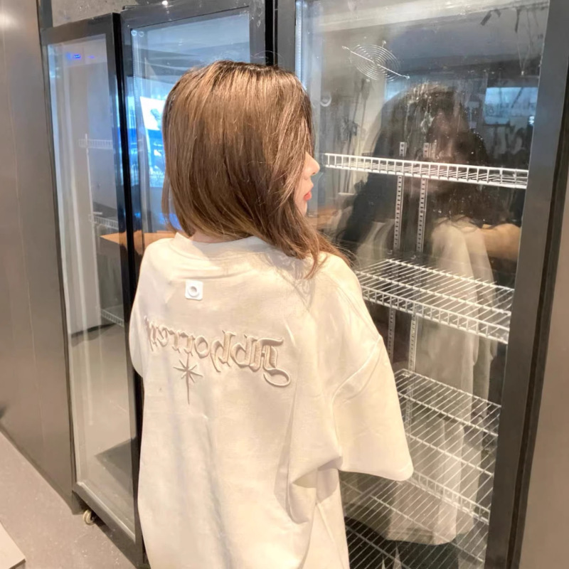 American Retro Slogan Falling Stars Suede Short-Sleeve T-Shirt for Women, Summer Loose Fit Couple's Round Neck Heavyweight Top American Retro Slogan Falling Stars Suede Short-Sleeve T-Shirt for Women, Summer Loose Fit Couple's Round Neck Heavyweight Top