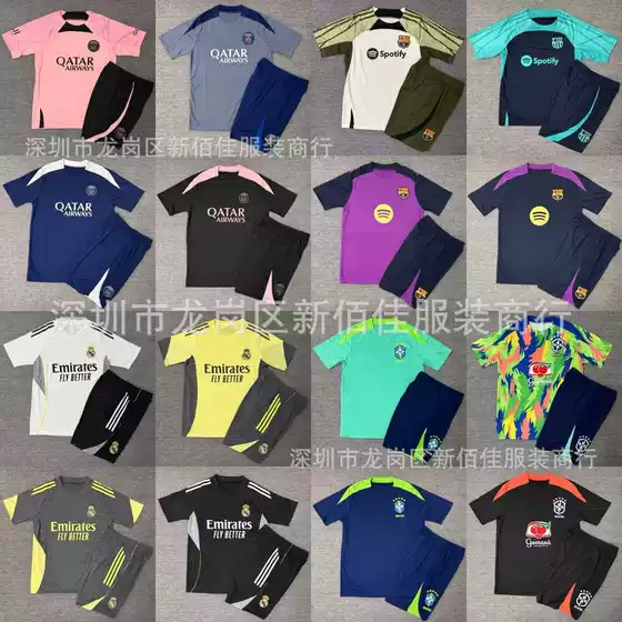 Wholesale Football Summer Short-Sleeve Training Jersey: Real Madrid, Barcelona, Arsenal, Chelsea, PSG, Brazil Team Soccer Kits