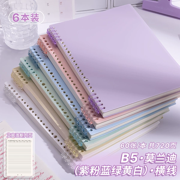 (Upgraded Ebbinghaus) B5 horizontal line · 6 books [purple + blue + green + yellow + pink + white] 720 pages in total
