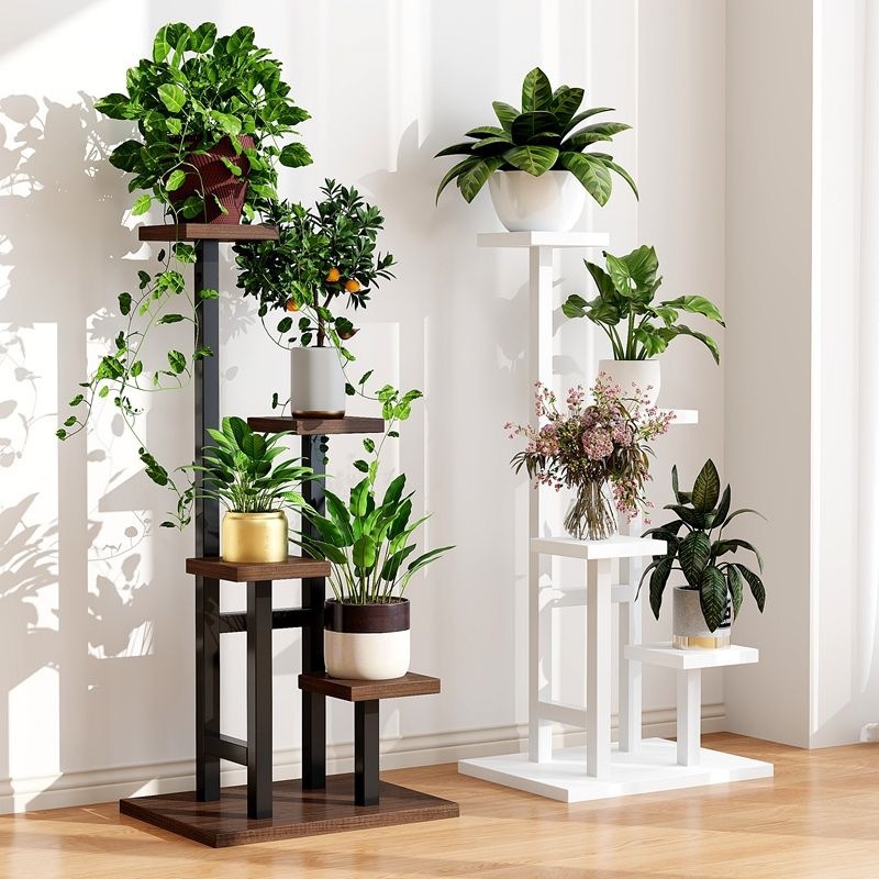 Balcón móvil estante de flores sala de estar tipo piso de hierro forjado estante de almacenamiento estante de plantas multicapa soporte de maceta suculenta image 3