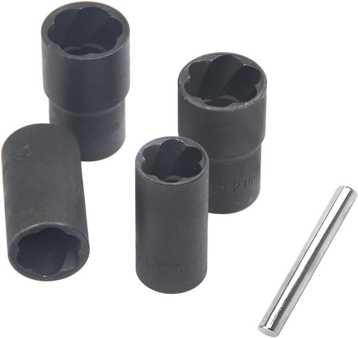 Chrome-Molybdenum Steel 6-Piece Set of Anti-Loosening Socket Tools, Spiral Anti-Loosening Socket, Anti-Loosening Socket Nut Extractor Cr-Mo