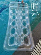 水上充气浮排浮床戏水玩具成人漂浮泳圈网红透明浮排加厚沙滩躺椅