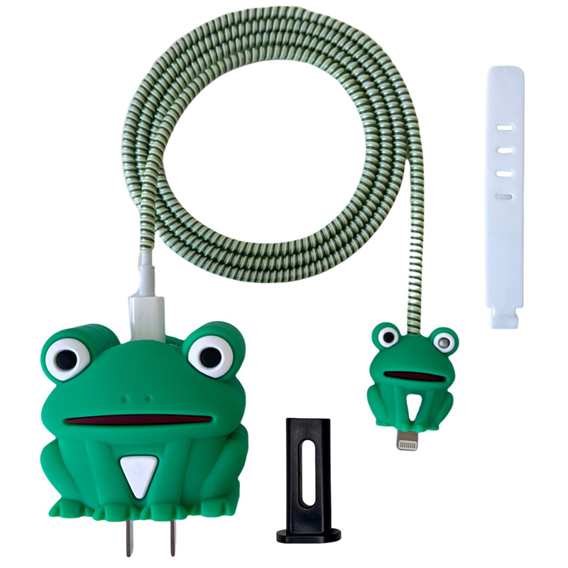 63g Weight Usb cable protection sleeve Classification Environmentally Friendly PVC Material Cartoon Pattern Cute Style Suitable For IPhone 18W/20W Data Cable Charger Protective Cover 5-piece Set 7