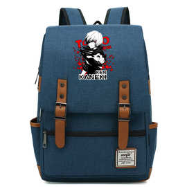 一件代发卡通东京食尸鬼少年学生书包男女休闲皮带扣经典双肩背包