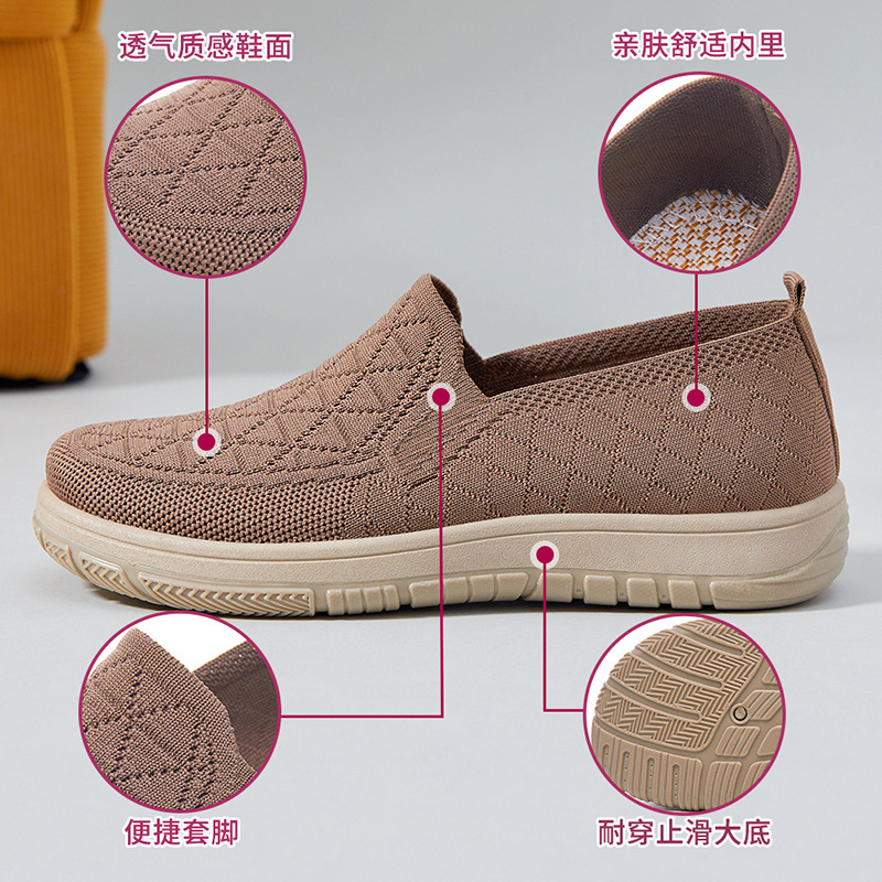 Zapatos de mujer versátiles verano nuevos zapatos planos poco profundos un pedazo viejos zapatos de tela de Beijing zapatos de suela suave cómodos zapatos de madre