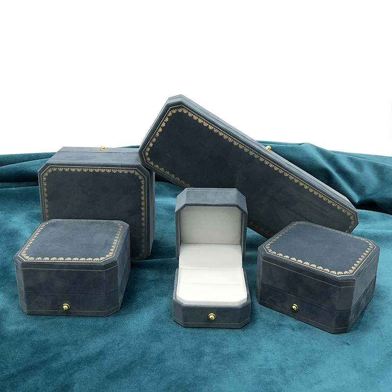 金ボタン八角形プリントアクセサリーボックス日本式レースアクセサリーボックスファッション真珠アクセサリーボックス指輪ボックスネックレスボックス