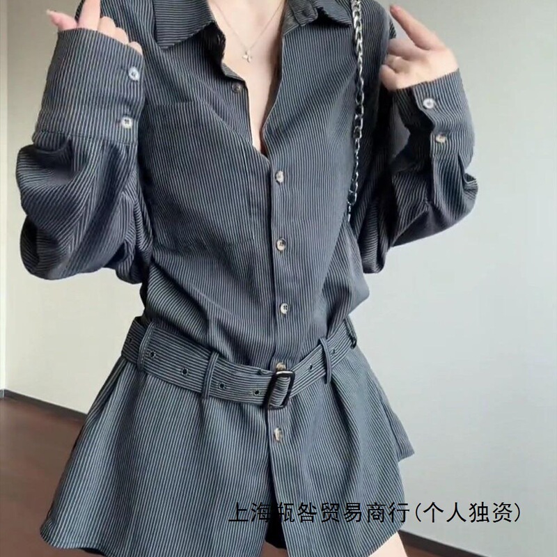 Plus-Size Retro Striped Shirt for Women, New Spring Design, Loose Fit, Slimming Top for Plus-Size Women