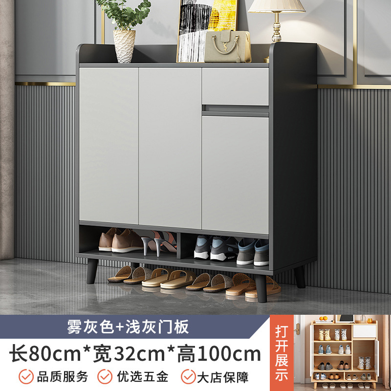 廊下の下駄箱の家庭用入り口の廊下の室内は戸口の外の玄関の戸棚の新型の2024木の色の靴の棚に入ります。