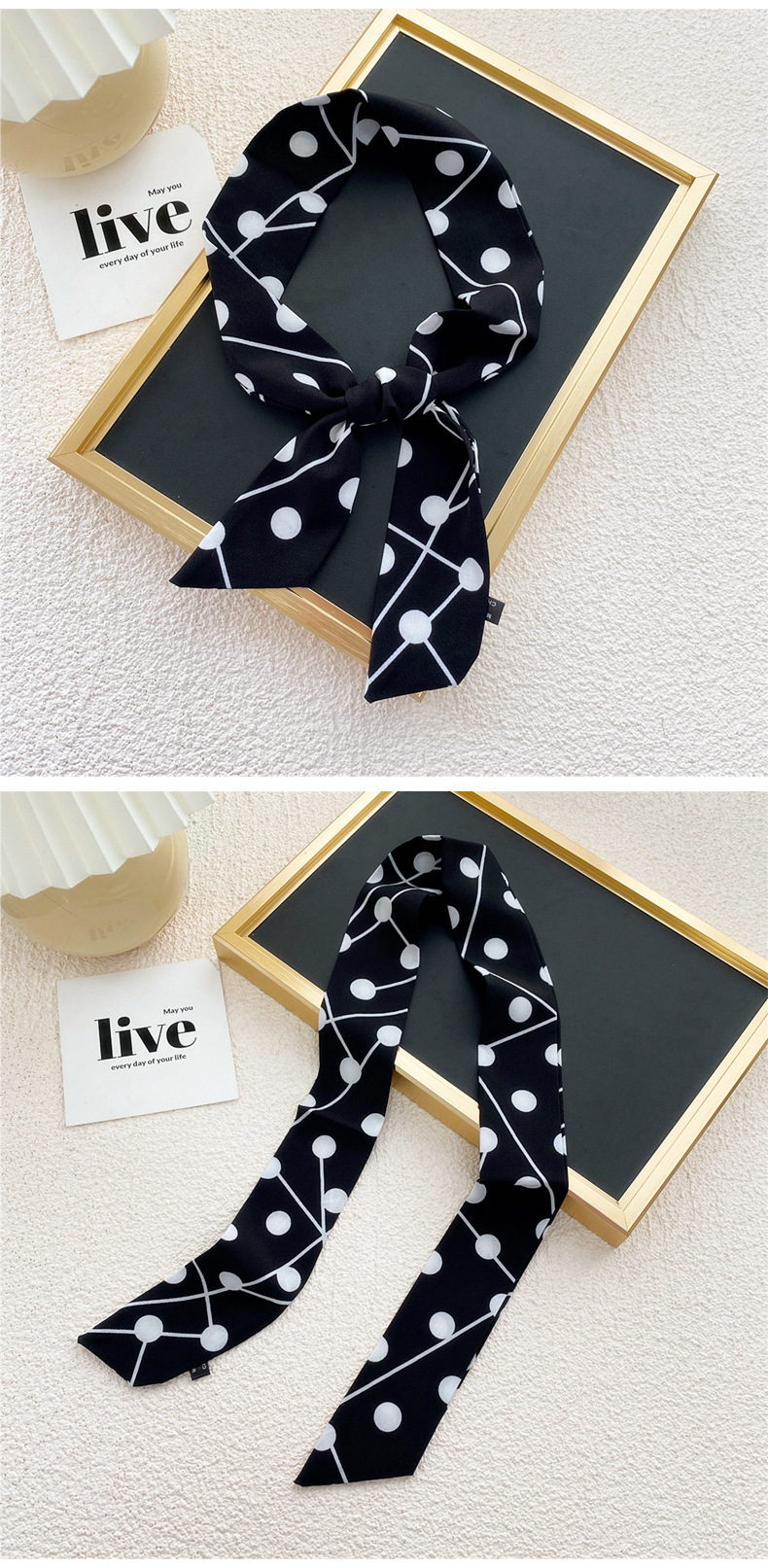 Fashion Contrast Color Polka Dots Small Silk Scarf Wholesale Nihaojewelry display picture 32