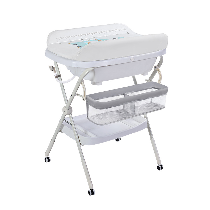 Mesa de pañales integrada multifuncional para lavado y protección, mesa de enfermería para bebés recién nacidos, masaje, toque, baño, vehículo móvil plegable