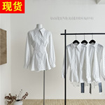 夏季新款甜美收腰波点气质长袖通勤百搭衬衫