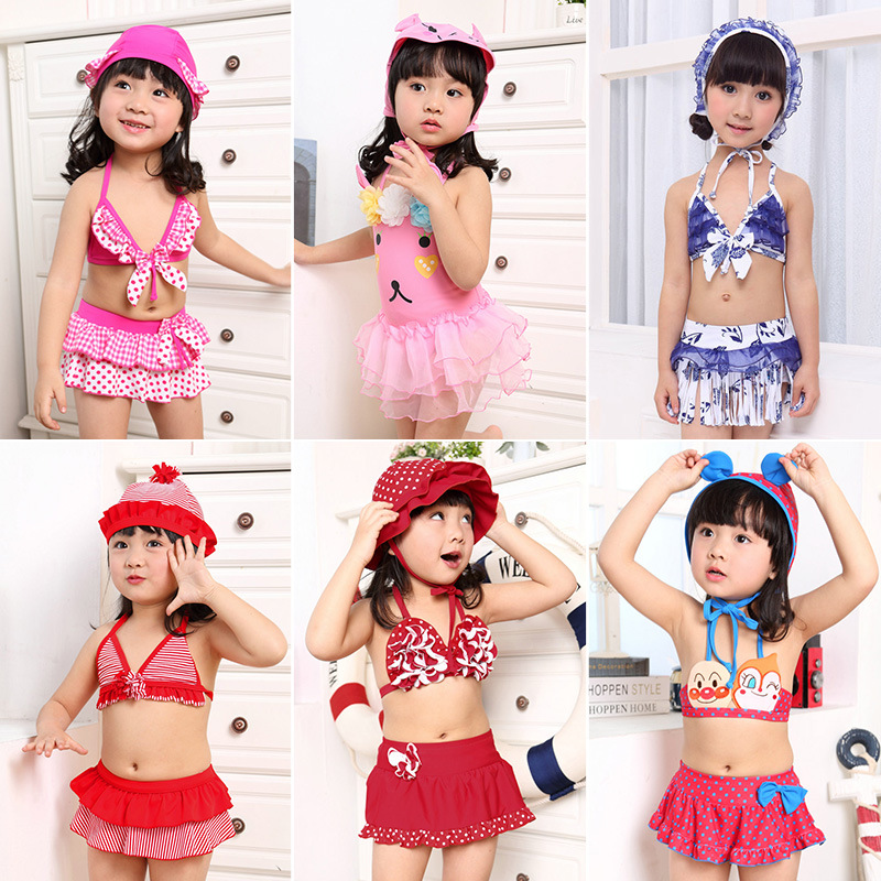 Traje de baño para niños traje de baño de tres piezas dividido para niñas traje de baño casual de verano para niños ventas directas de fábrica