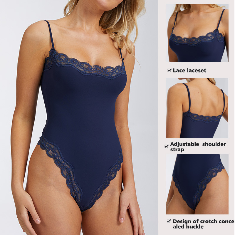 Cross-Border Sexy Lace Yoga Bodysuit with a Naked Feel, Skin-Friendly, Adjustable Shoulder Straps, Shapewear Triangle Strap Jumpsuit