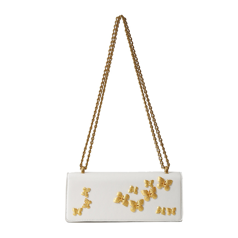 Kleine Nischendesign-Schmetterlingsmode, kleine quadratische 2024-Frühjahrs-neue High-End-Umhängetasche mit einer Schulter und Kette_voghion.com