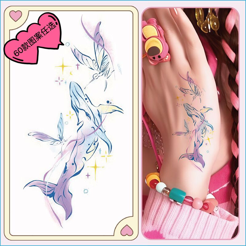 Original Single Color Hand-painted Tattoo Sticker Waterproof Long-lasting Simulation Dopamine Girls Ins Artistic Personality Niche