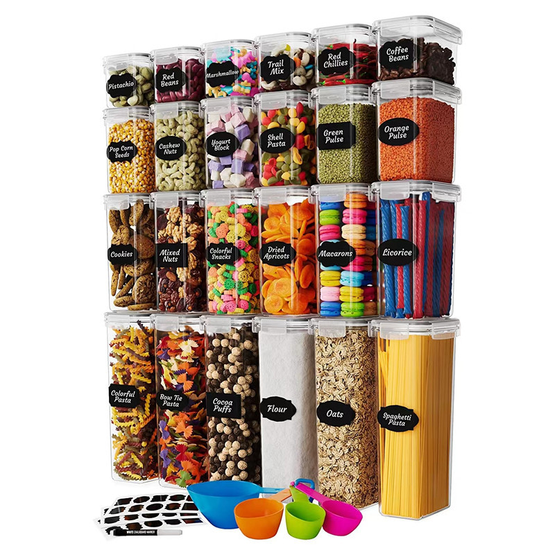 食品级储物罐塑料罐厨房密封罐五谷杂粮干果零食收纳盒PP料24件套