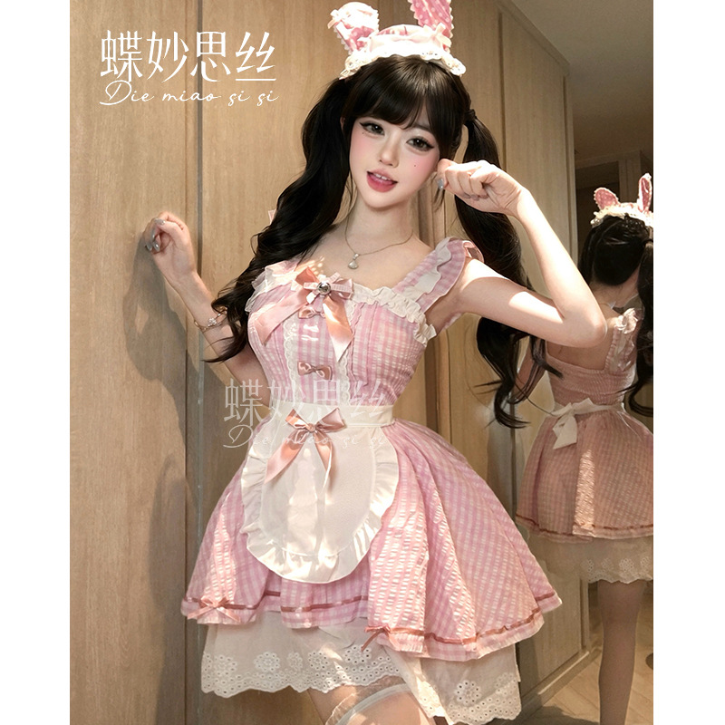 蝶妙思丝性感内衣甜美可爱粉色厨娘荷叶边角色扮演女佣制服A1227