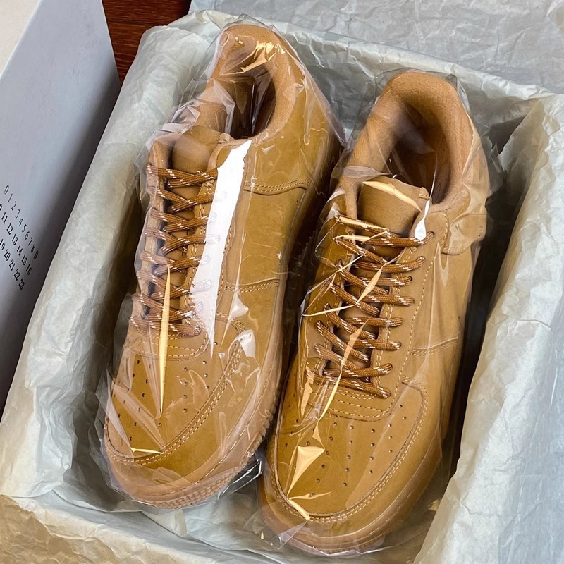 莆田靴純正オリジナル靴卸売エアフォースワン af1 ロートップ小麦色黒戦士ハイバージョンスニーカー白靴|undefined
