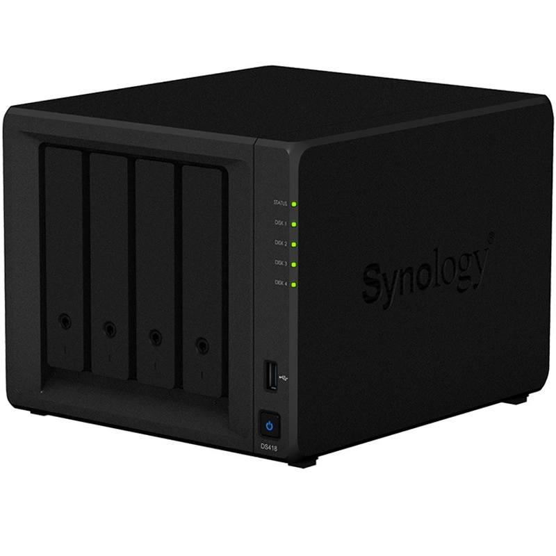 С Synology DS418 Four - Disk NAS сетевой сервер хранения данных (без встроенного жесткого диска)