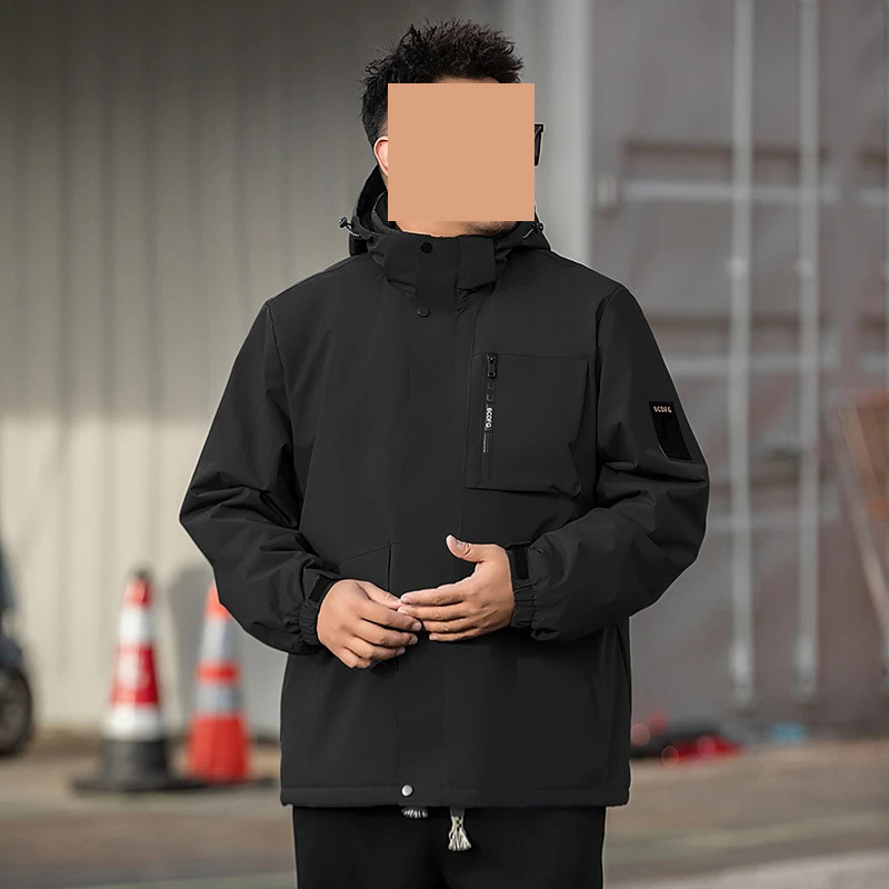 당신은 가게 주인이 큰 후드를 살짝 기모 남성용 가을과 겨울 방풍 충전면 패딩 재킷 코트를 플러스 사이즈.