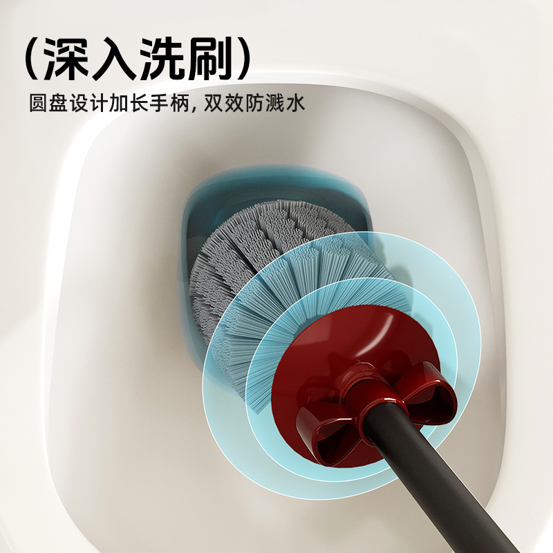 家用马桶刷卫生间长柄带清洁刷创意新款置地底座中古风厕所刷子|undefined