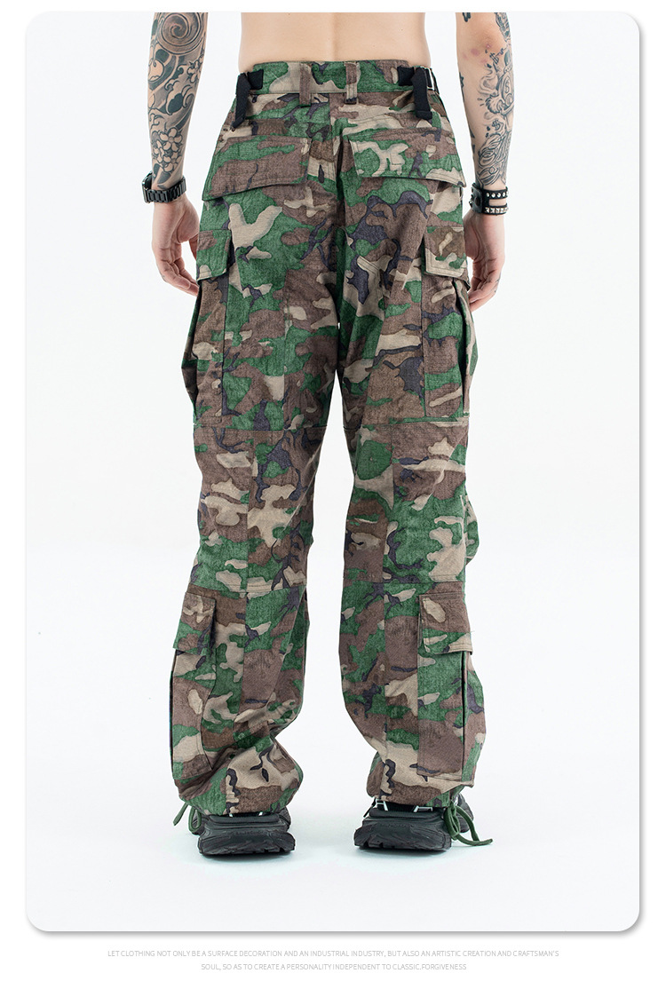 Men's Clothing Arrival Far Camouflage Cargo Large Pocket Profile Loose Functional Overalls_voghion.com