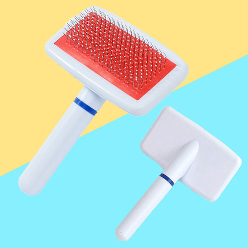 Pet comb with white plastic handle, airbag needle comb, dog comb, cat massage comb, pet supplies wholesale