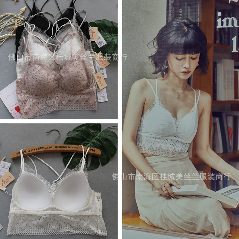 Liwei 21 New Style Lace V-Neck Cross Shoulder Strap Women's Strapless Underwear with Underwear Vest M1010