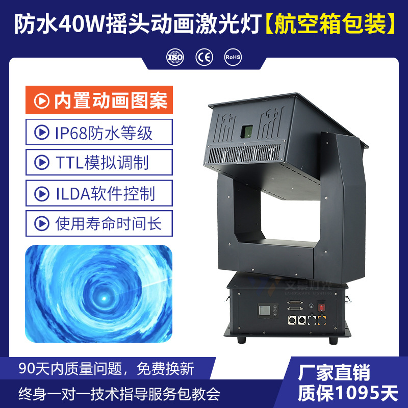 Wenjing luz láser de animación de sacudida de cabeza impermeable de alta potencia iluminación escénica al aire libre luz láser de techo al aire libre emblemática