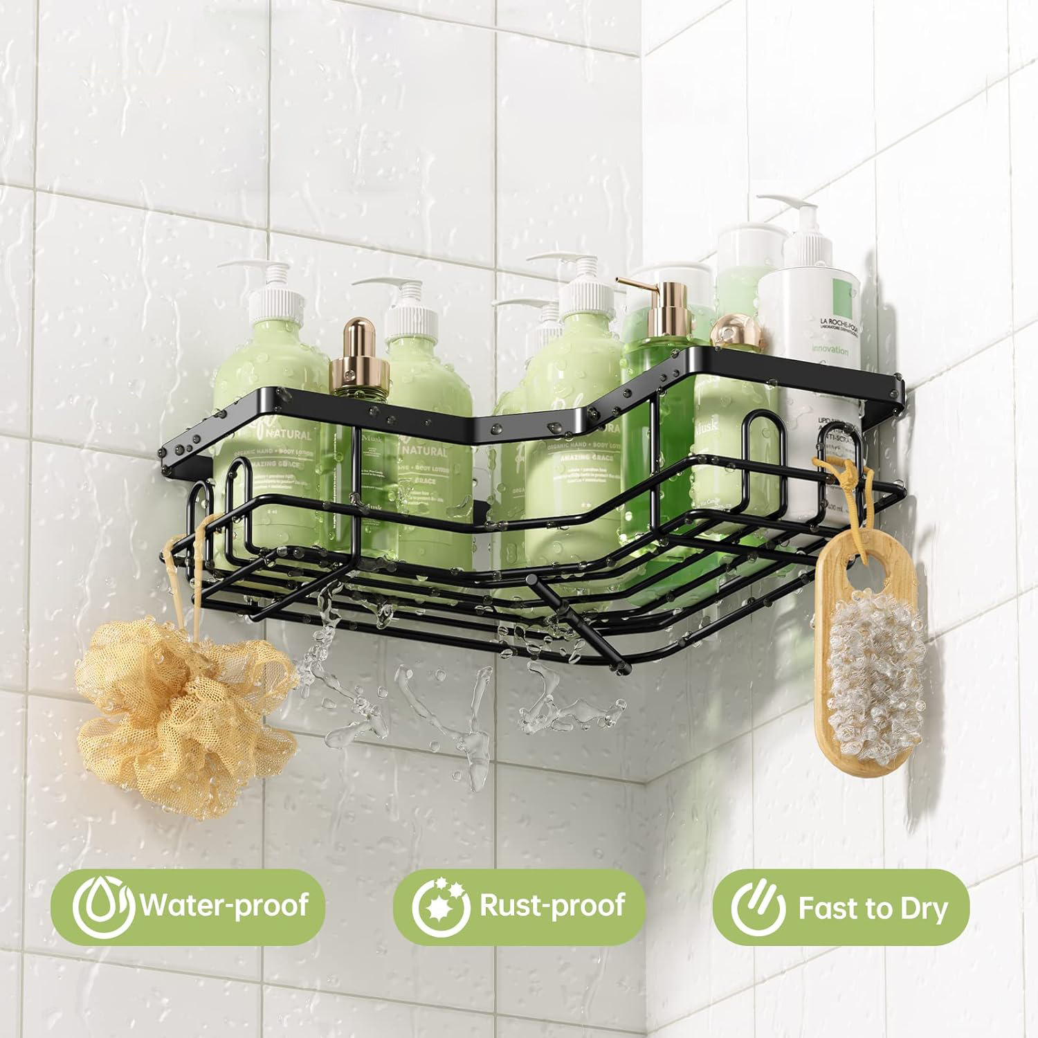 Baño triángulo de almacenamiento rack ponche libre de baño esquina Gel de ducha jabón Almacenamiento de rack cocina condimento rack