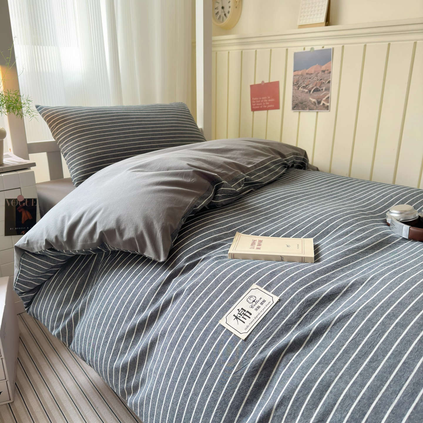 Cama de dormitorio de estudiantes universitarios de algodón de tres piezas, colcha de algodón puro, cama de cama de 90 sábanas