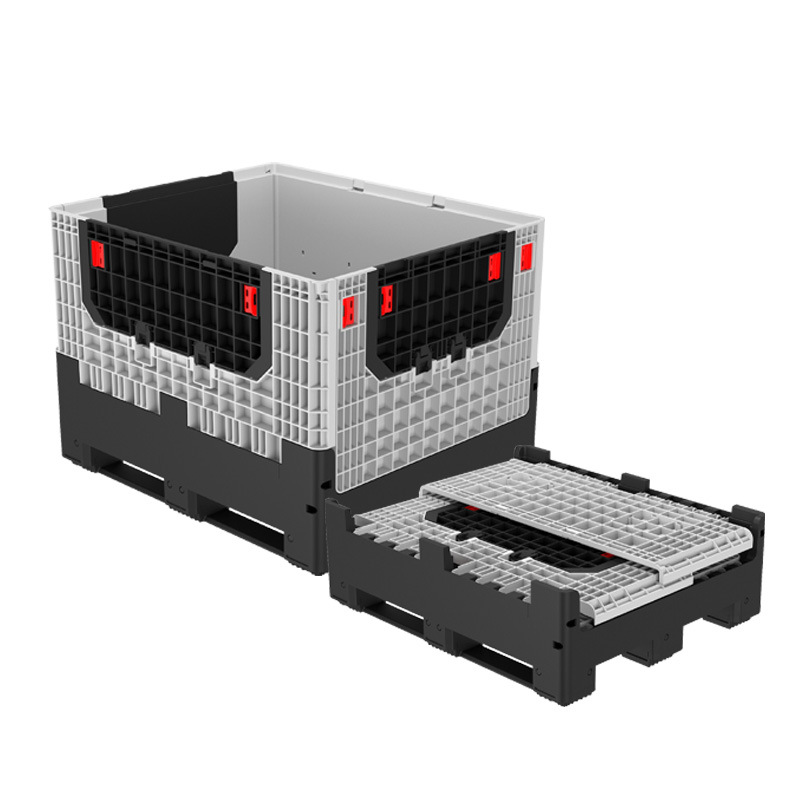 Gran caja de rotación de plástico de carretilla elevadora, caja de cartón de puerta lateral abierta, caja de cartón plegable de logística de transporte industrial de automóviles