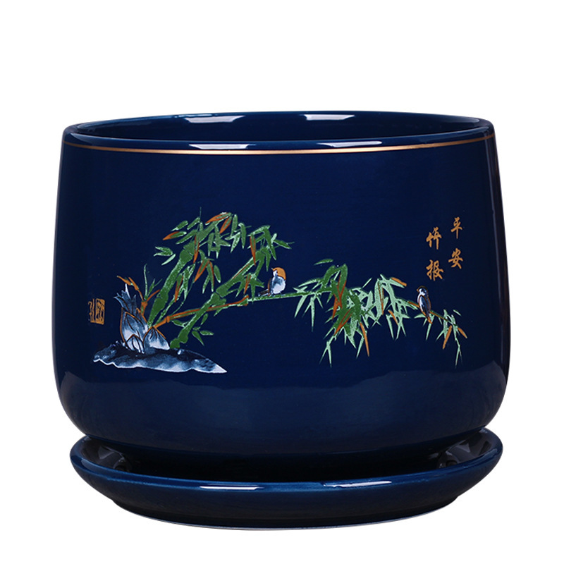 植木鉢セラミックトレイ付き大型家庭用屋内リビングルームポトスオーキッド植木鉢花栽培特別なポットクリアランス|undefined
