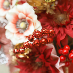 2024 New Fortune Bamboo Year-round Flower Pot with Branching Sparkling Red and Gold Fruit Inserts Creative Flower Arrangement Decor Wholesale