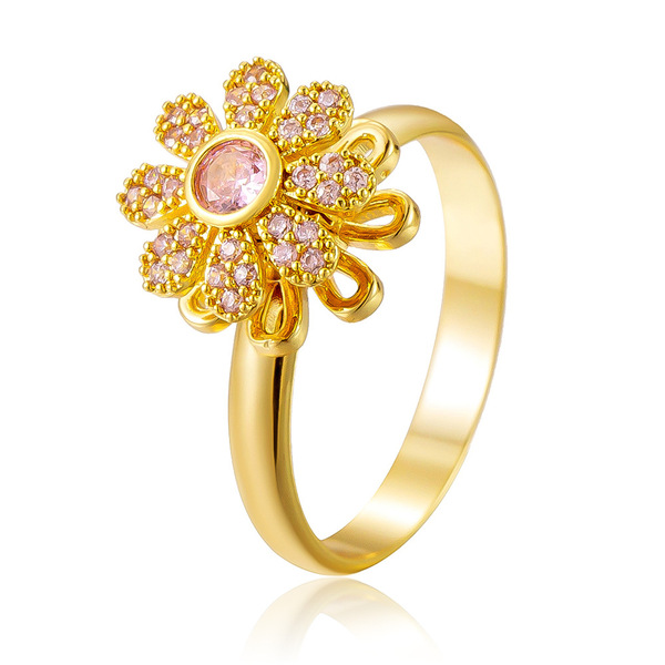 Fashionable cute small design adjustable ring with zircon