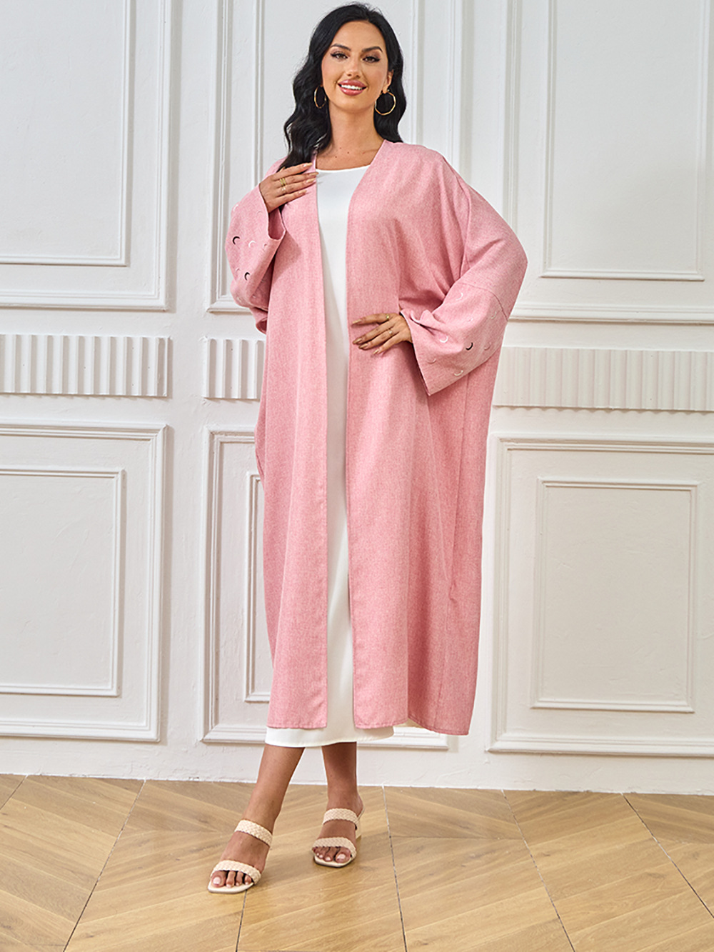 YLL05 Foreign Trade Abaya 2024 Summer Middle Eastern Cross-border Muslim Elegant Cardigan Embroidered Dress Robe For_ecoleips.com