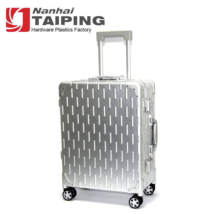 Fireproof Hard Shell Sturdy Aluminum Suitcase with Telescope and Hidden Hand Push with Removable Wheels