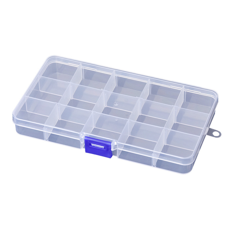 En stock PP caja de almacenamiento de plástico transparente accesorios de joyería herramienta caja de embalaje 81015-compartimento desmontable caja de uñas