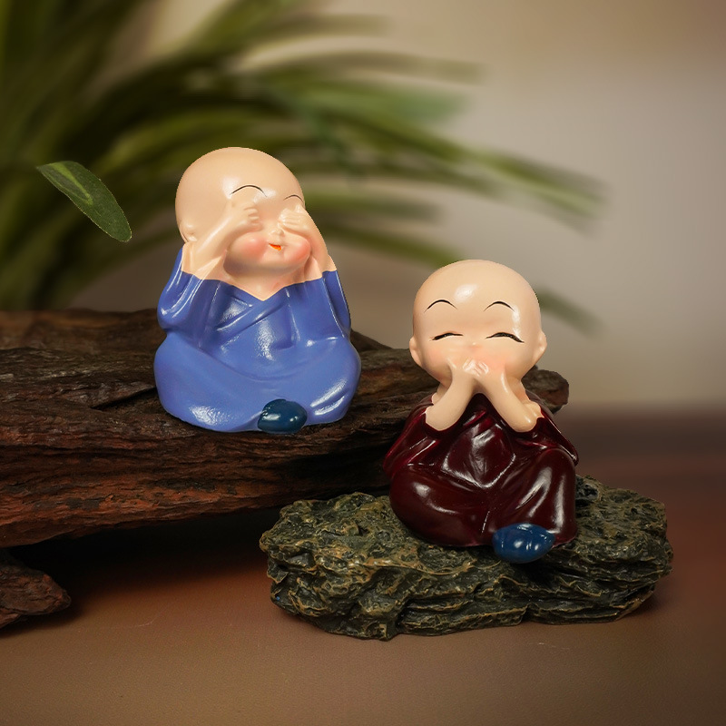 Cuatro monjes pequeños, decoraciones de acuario, decoraciones de paisajismo de peceras, piscicultura, juegos de mesa de arena psicológica, ceguera arqueológica