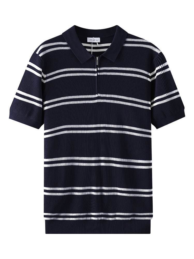 Europa y los Estados Unidos transfronterizos hielo rayas polo camiseta hombre de negocios ocio pozo textura de manga corta jersey polo camiseta superior