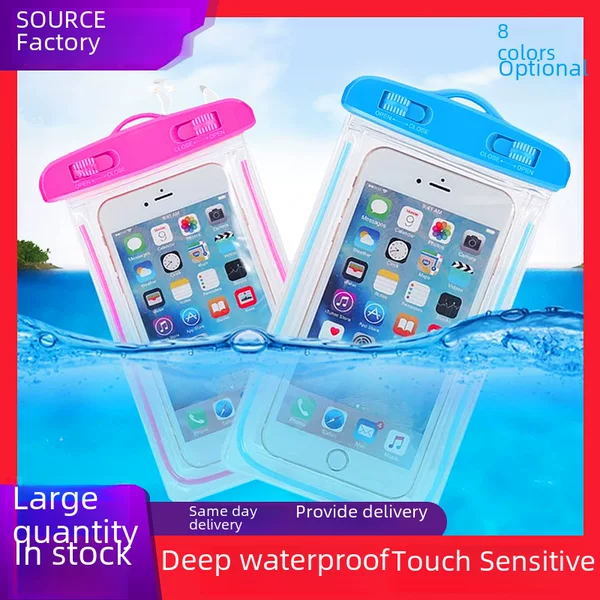 Luminous Mobile Phone Waterproof Bag Transparent Rainproof Swimming Hanging Neck Sealing Bag Protective Case Touch Screen Underwater Mobile Phone Case